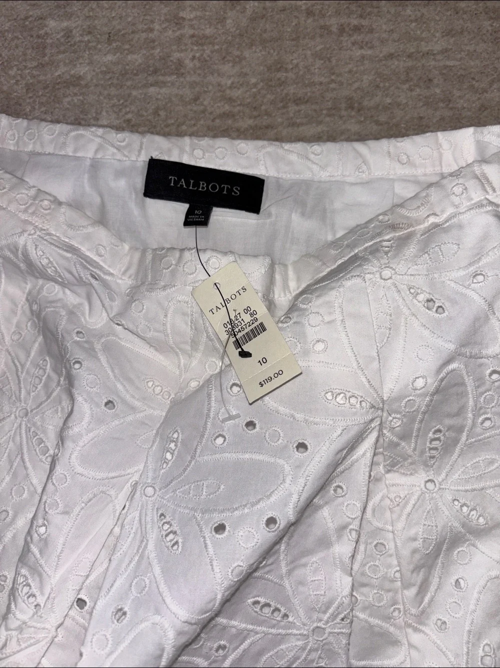 MWT 10 Talbots white eyelet skirt New midi lined
